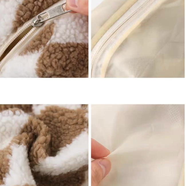 Jazmine | Trousse de Maquillage Douce en Velours à Carreaux