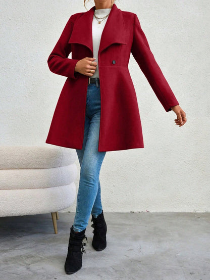 Mia | Manteau Rouge Élégant à Revers