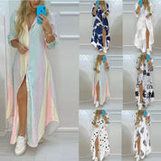 Bohemian maxi beach dress with prints