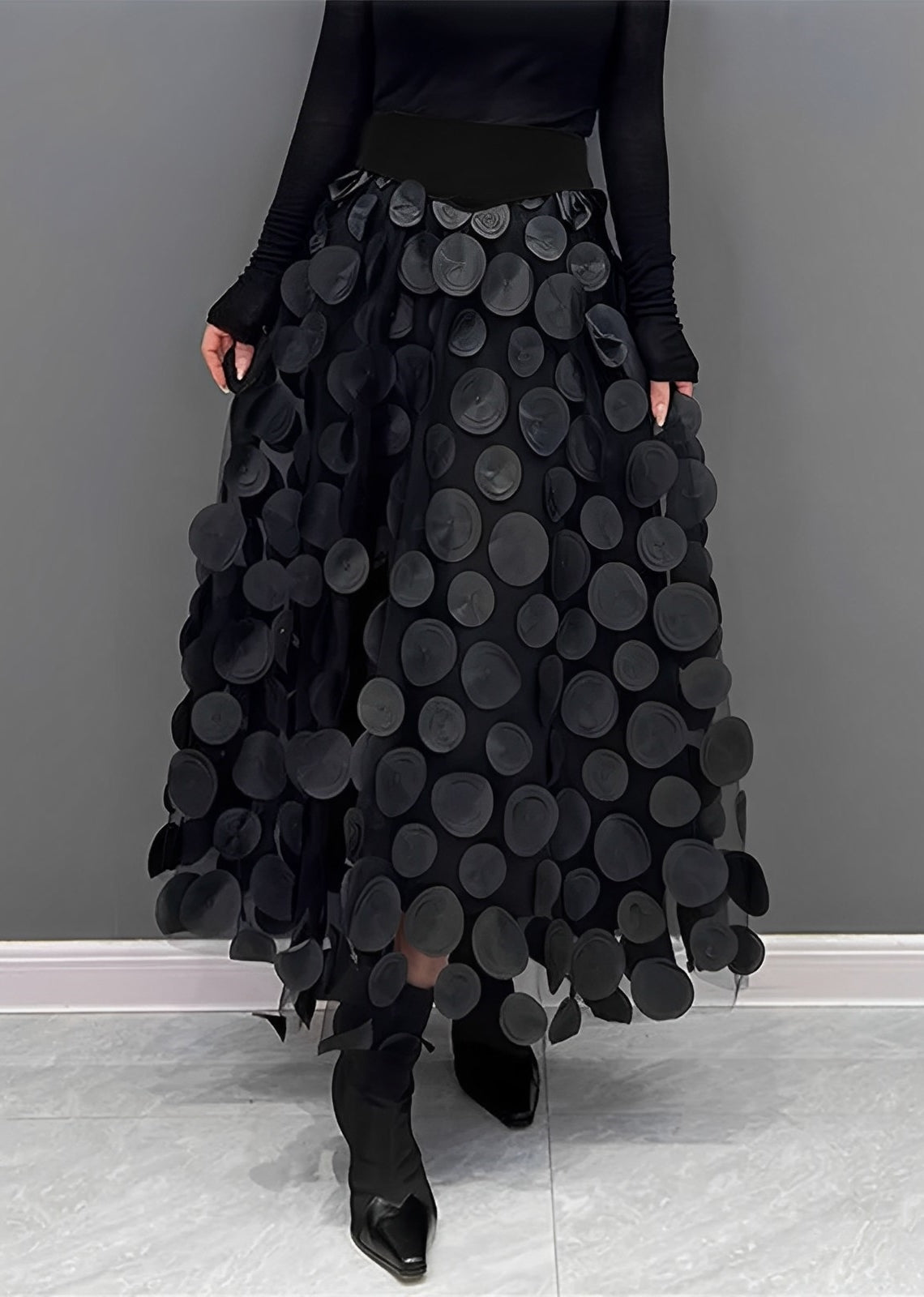 LAURA Black Polka Dot Skirt