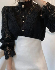 Margarett | Elegant Floral Lace Turtleneck Chemise