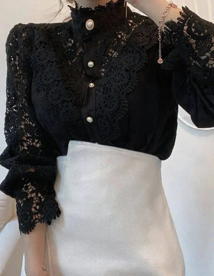 Margarett | Elegant Floral Lace Turtleneck Chemise