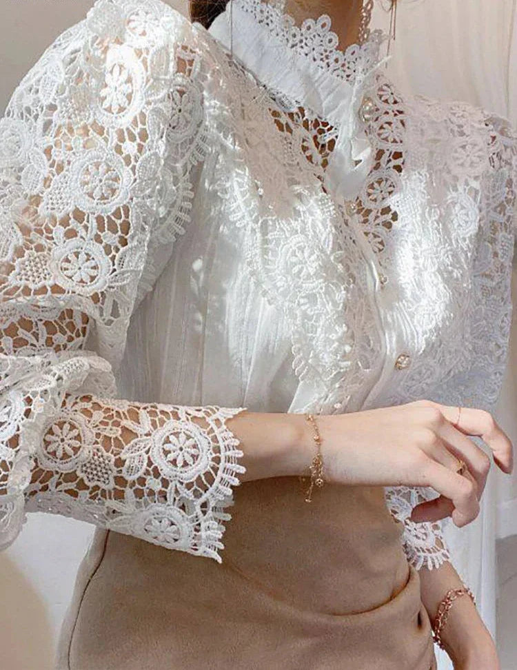 Margarett | Elegant Floral Lace Turtleneck Chemise