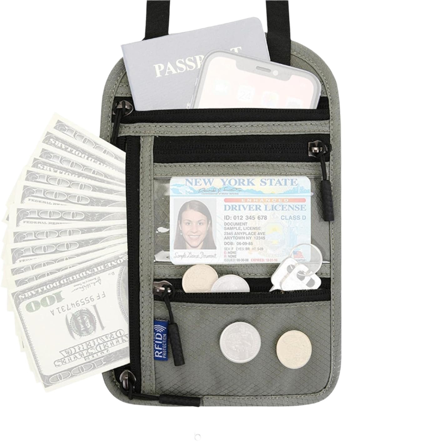 Zaylee | Matkalompakko RFID-suojauksella kaulalle