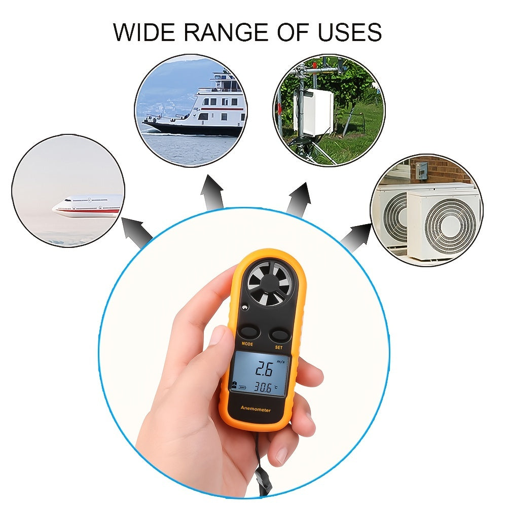 Speed Metter le vent numérique avec écran LCD transparent - Windemomètre portable pour les activités de plein air 4