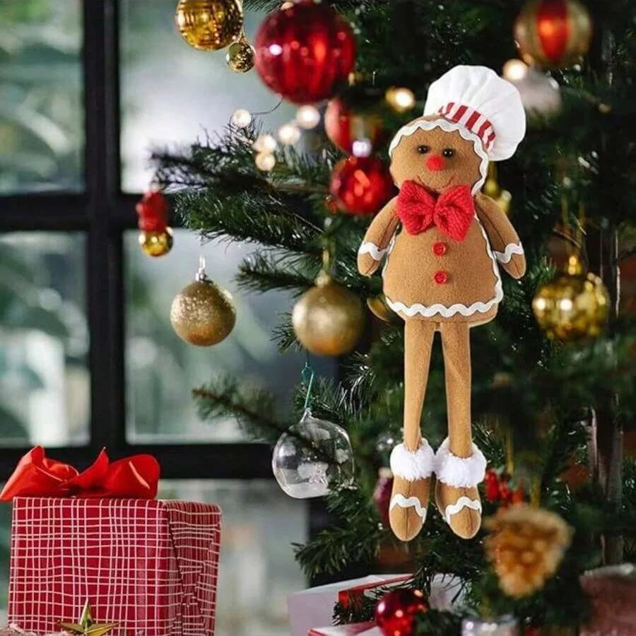 Splendeur du pain d'épice | Décoration de Père Noël en peluche douce 0