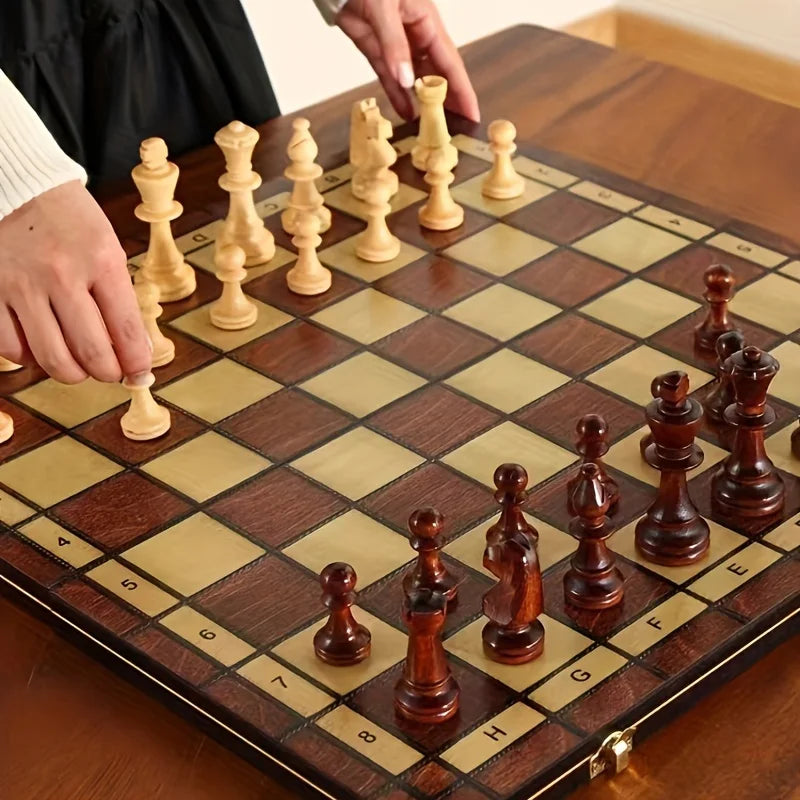 Strategio – Jeu d'échecs pliable en bois avec plateau en feutre 0