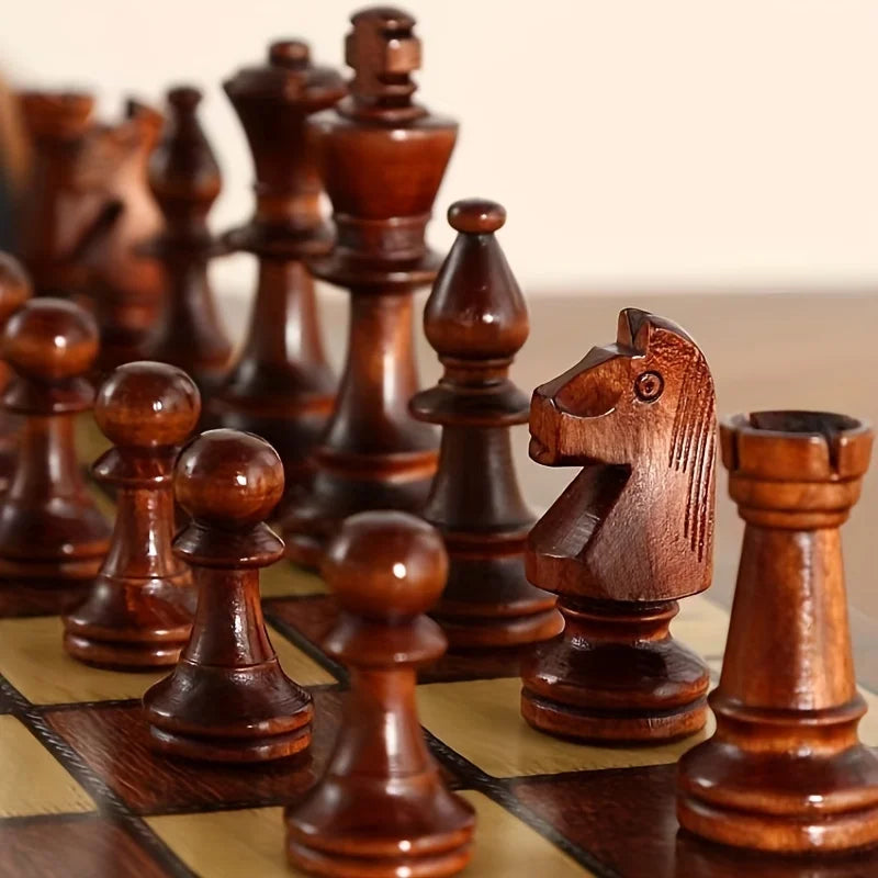 Strategio – Jeu d'échecs pliable en bois avec plateau en feutre 2