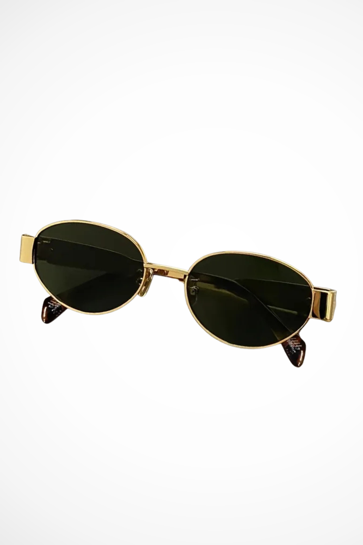 Stylish Women Oval Metal Frame Sunglasses with Dark Tinted Lenses 3
