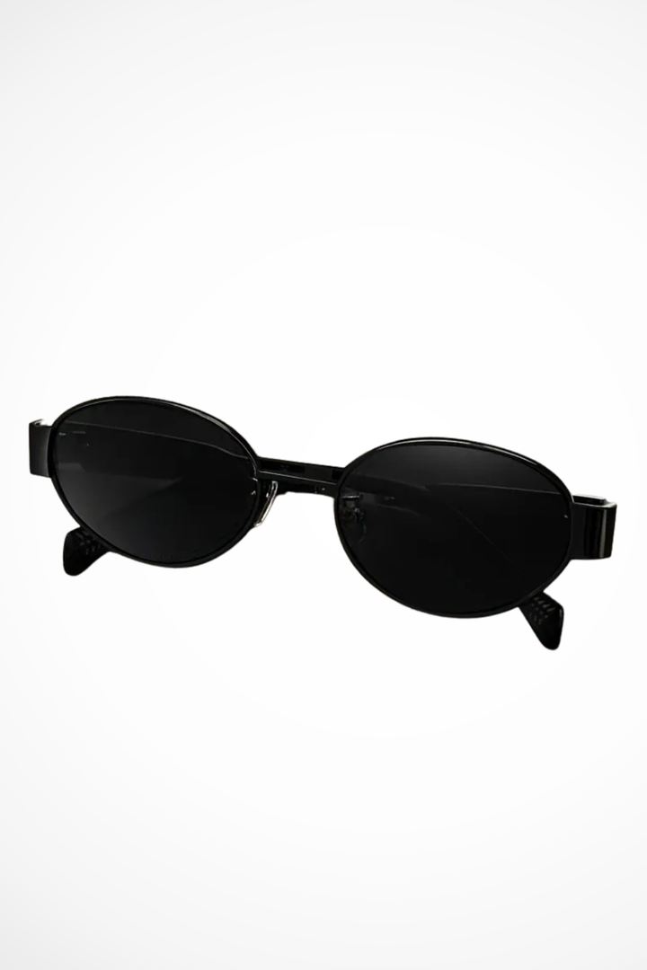 Stylish Women Oval Metal Frame Sunglasses with Dark Tinted Lenses 4