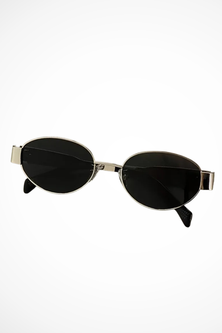 Stylish Women Oval Metal Frame Sunglasses with Dark Tinted Lenses 7