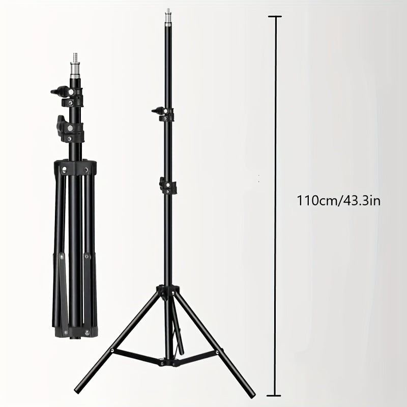Support de lumière LED réglable pour la photographie et la vidéo - 1,1 m de hauteur, un trépied en aluminium robuste avec lampe 3