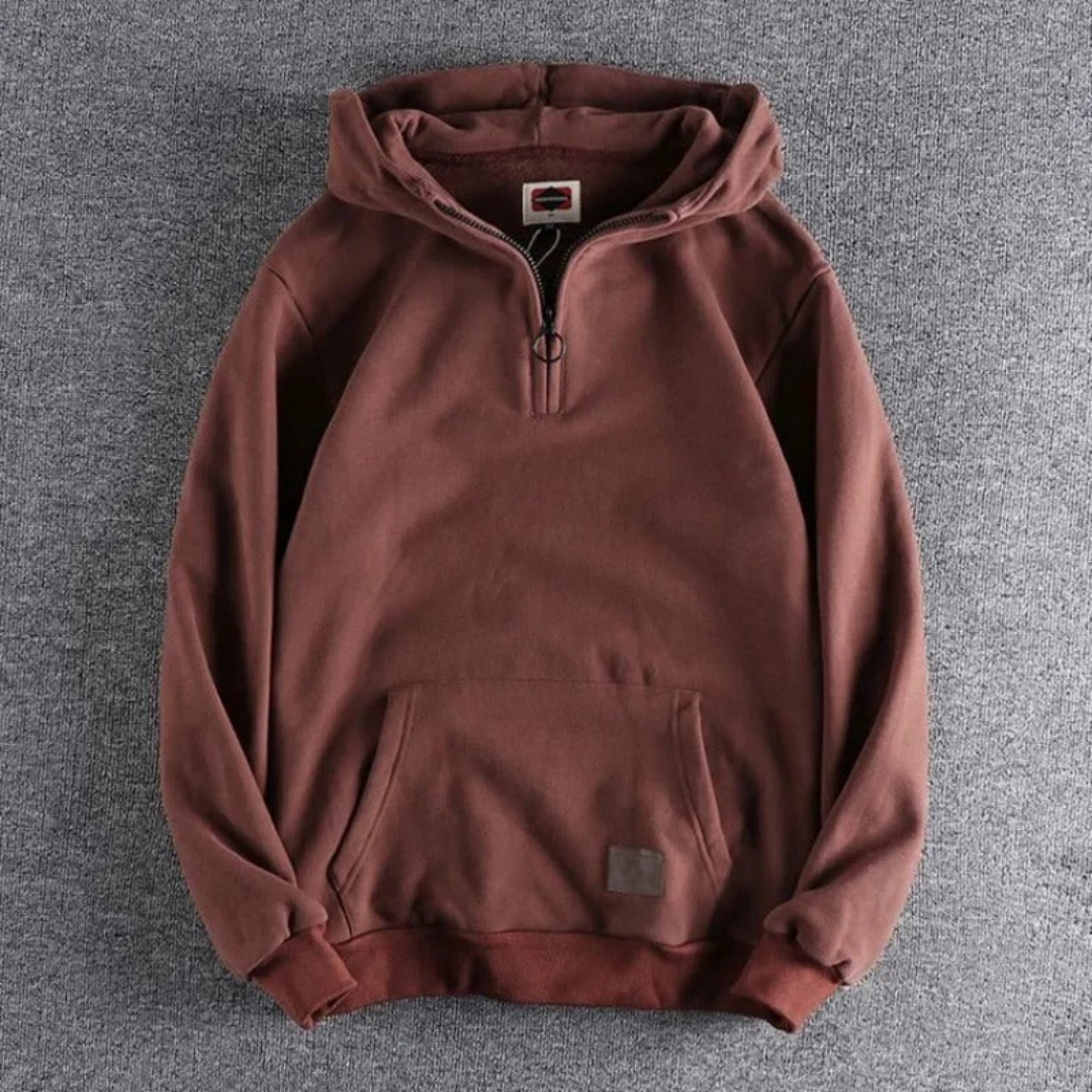 Sweat à capuche d'hiver chaud et décontracté pour homme | Demi-zip 0