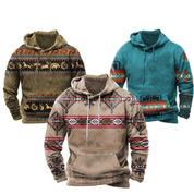 Sweat à capuche décontracté d'inspiration vintage pour homme | Imprimé bohème 3