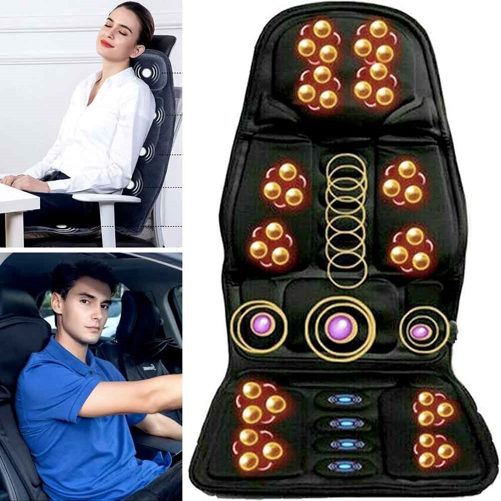 Tampon de chaise de massage à 8 modes avec coussin de cou arrière chauffé pour la voiture et la maison 1