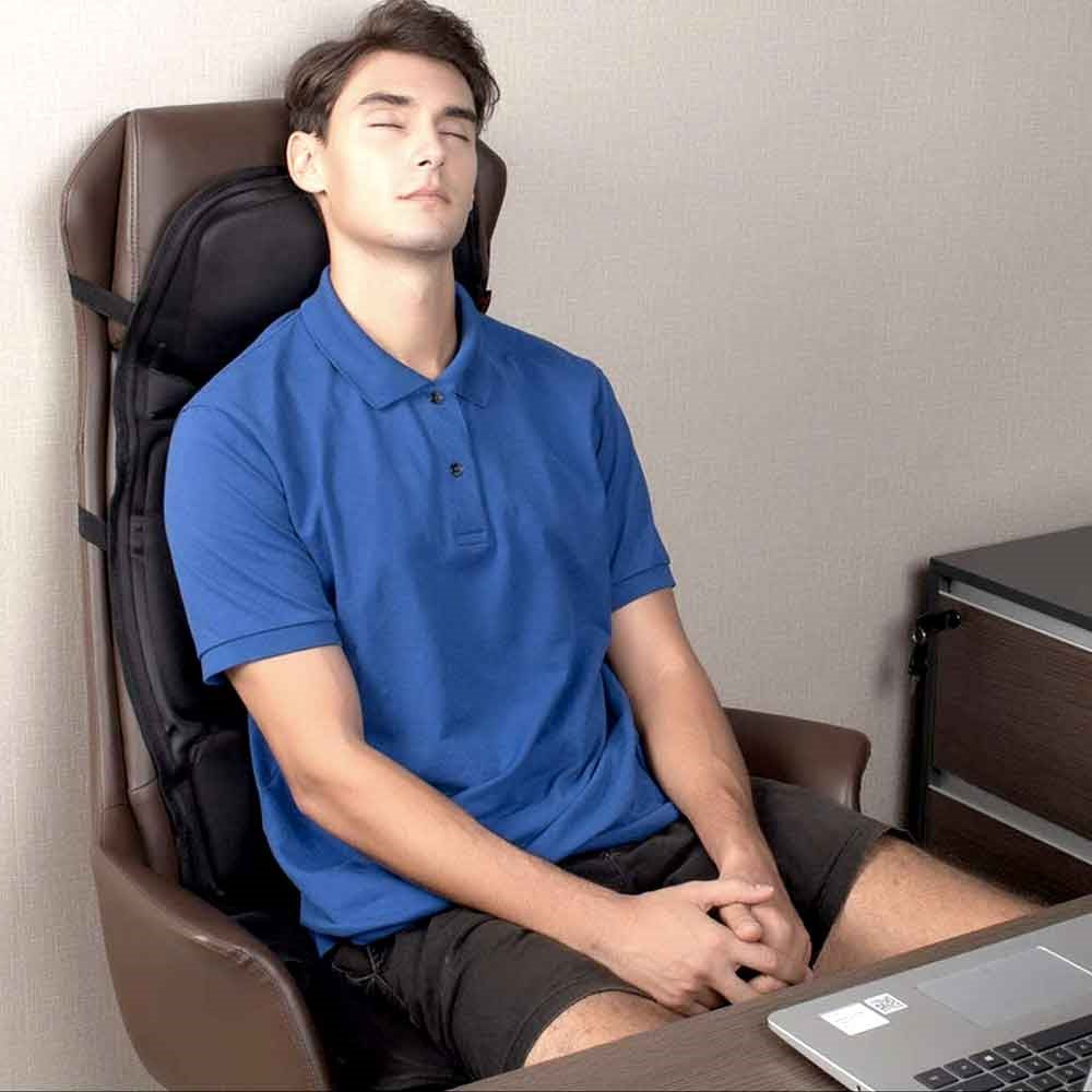Tampon de chaise de massage à 8 modes avec coussin de cou arrière chauffé pour la voiture et la maison 4