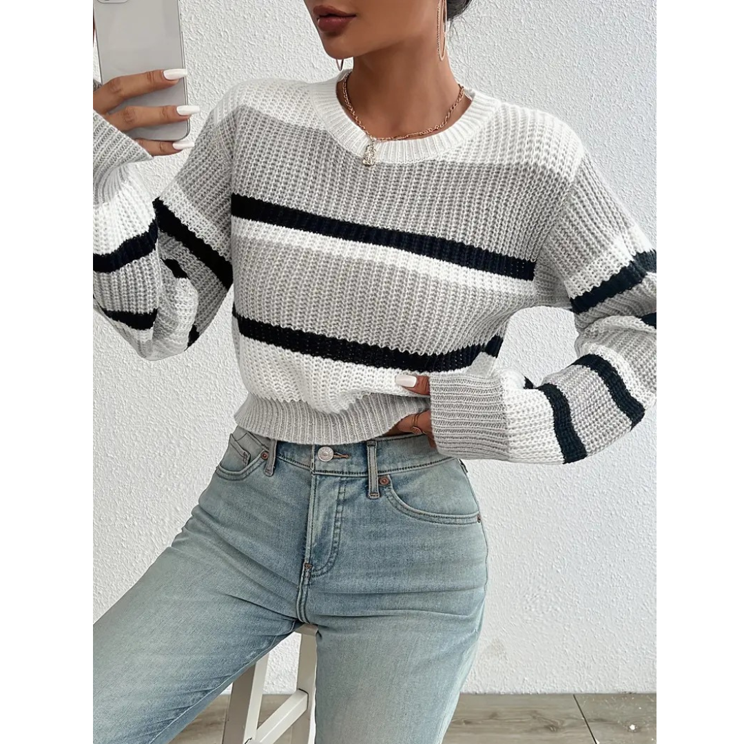 Mela | Pull confortable pour femmes avec des rayures et des manches longues
