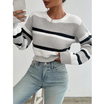 Mela | Pull confortable pour femmes avec des rayures et des manches longues