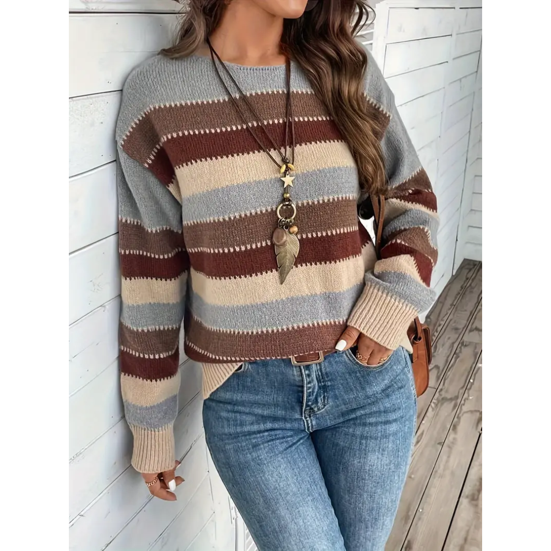 Lita | Pull femme confortable avec rayures et manches longues