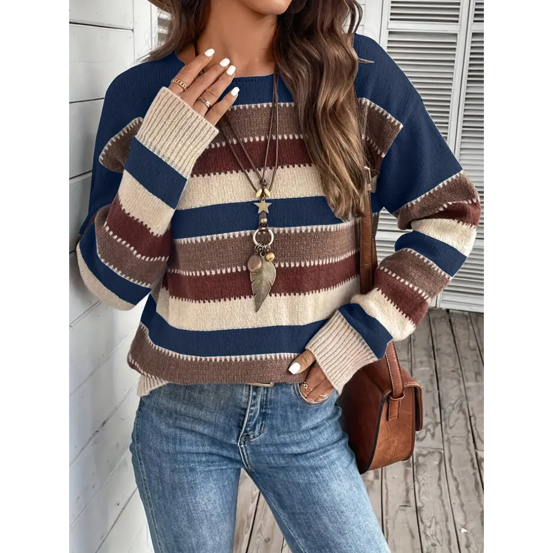 Lita | Pull femme confortable avec rayures et manches longues