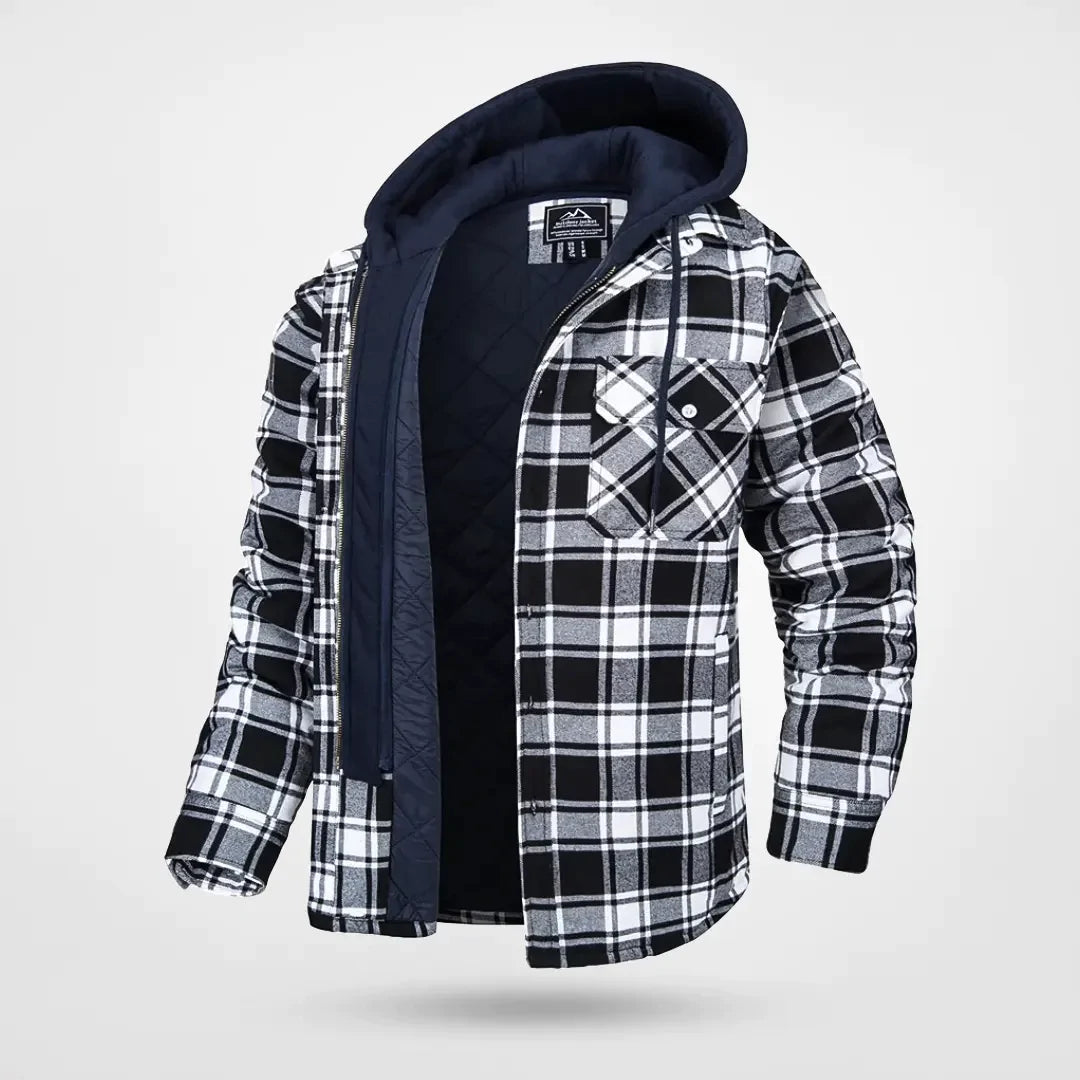 Veste à capuche à carreaux pour homme | Chaude 1