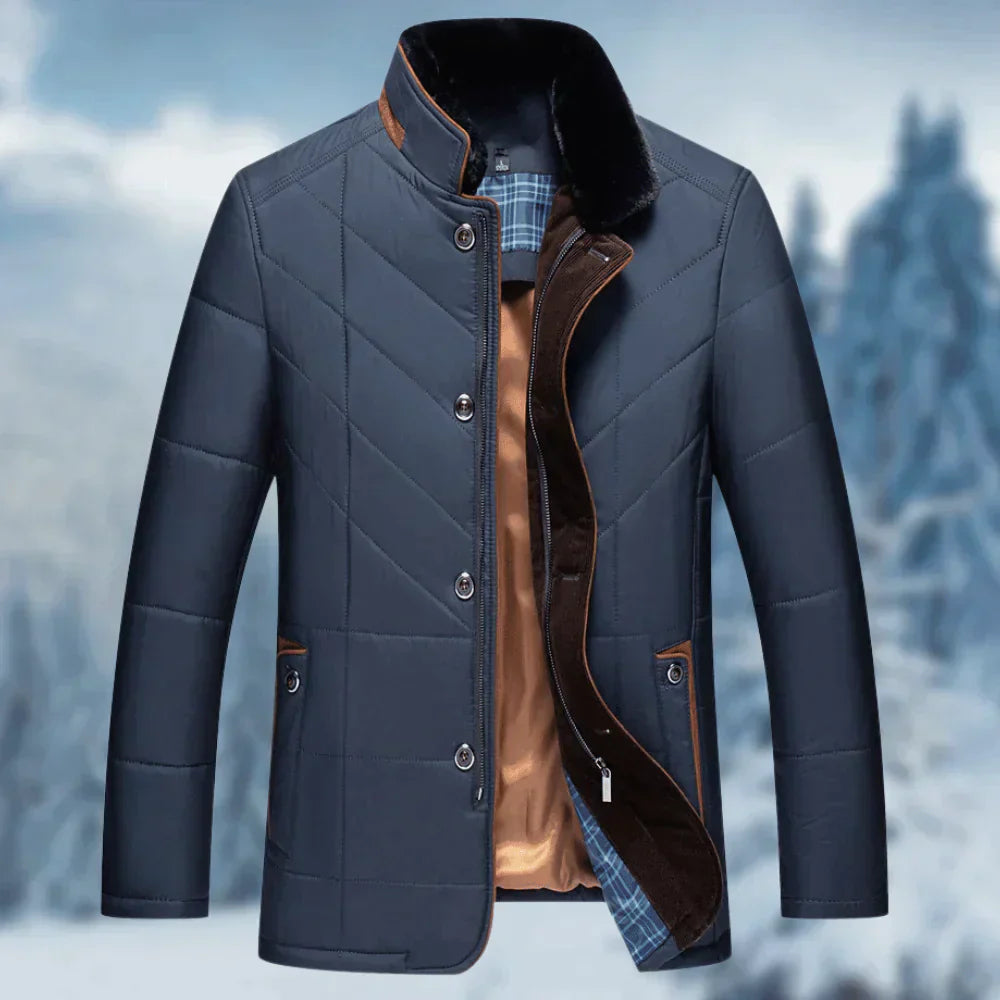 Veste chaude boutonnée pour homme | col montant 0