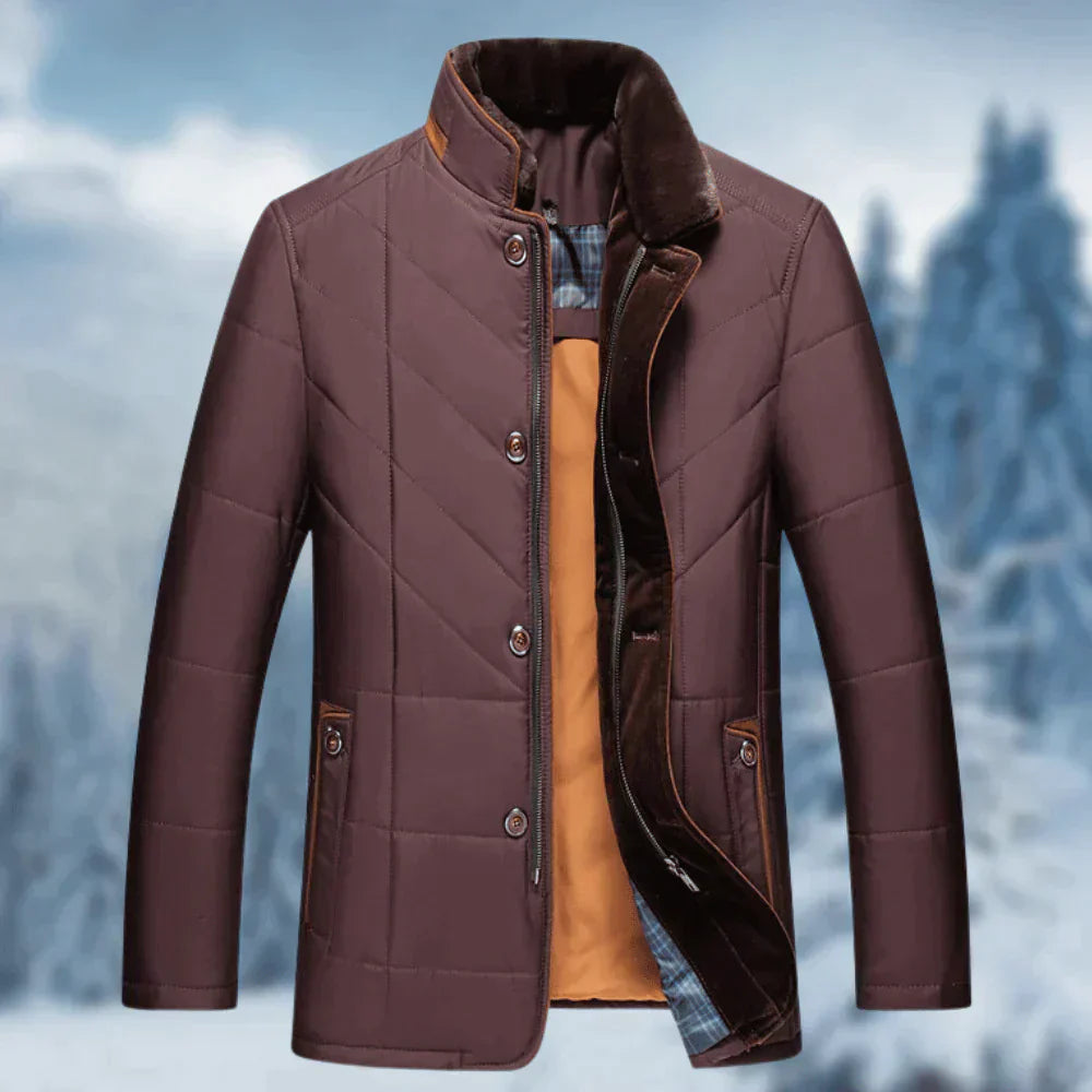 Veste chaude boutonnée pour homme | col montant 3