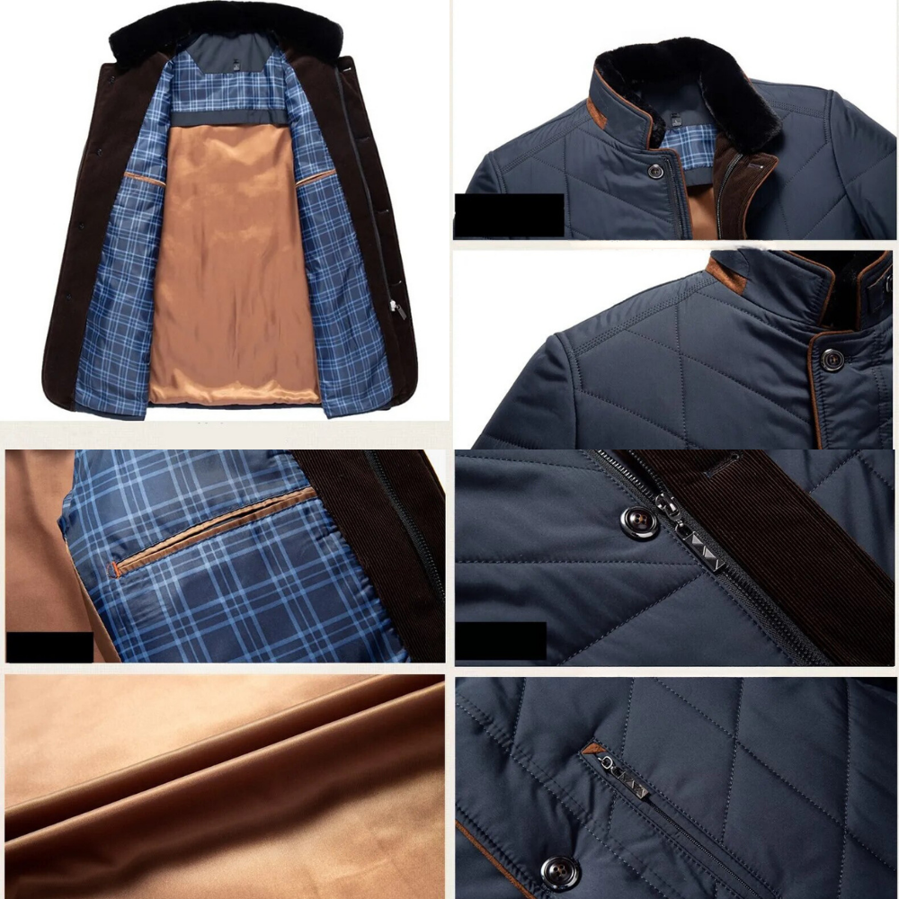 Veste chaude boutonnée pour homme | col montant 4