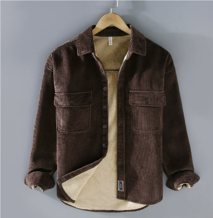 Veste chaude en velours côtelé pour homme | Manches longues 2