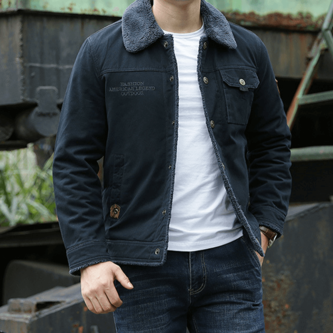 Veste d'hiver décontractée boutonnée pour homme | Poche poitrine 1