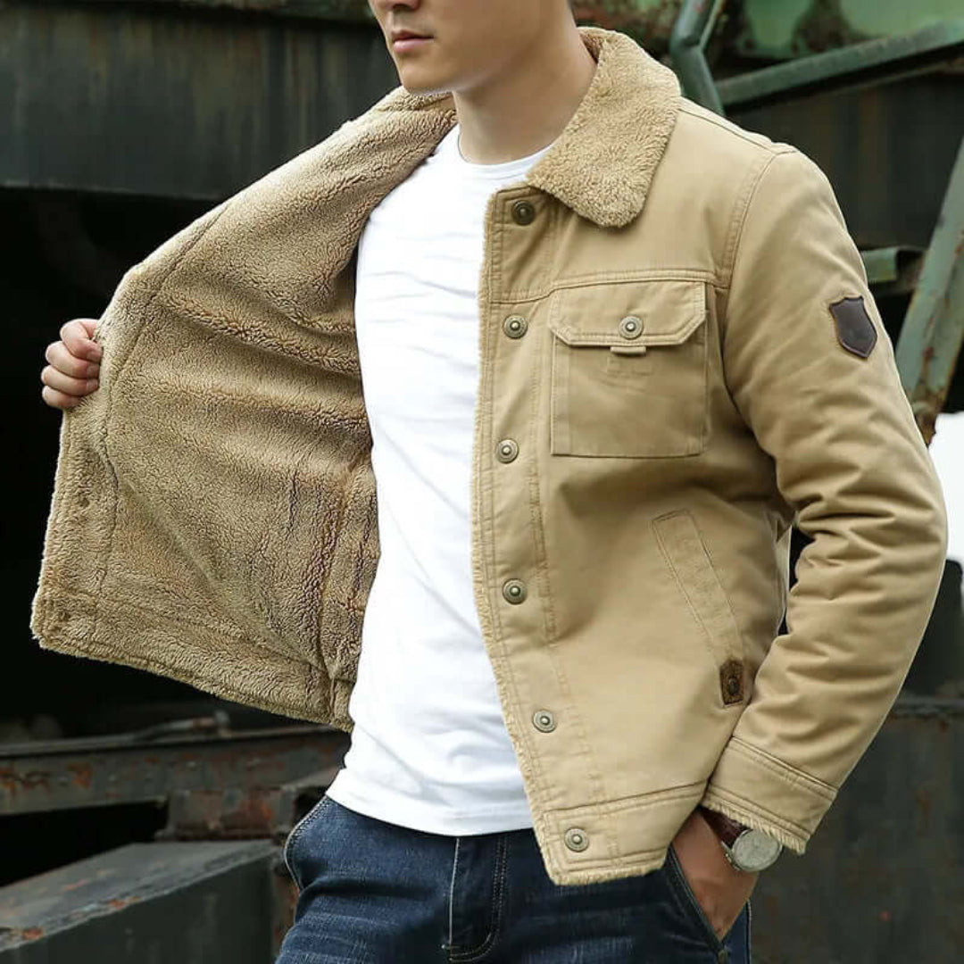 Veste d'hiver décontractée boutonnée pour homme | Poche poitrine 3