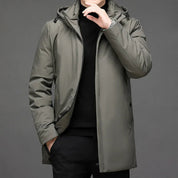 Veste d'hiver longue à capuche et fermeture éclair pour homme | Chaude 1
