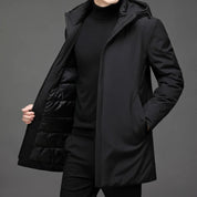 Veste d'hiver longue à capuche et fermeture éclair pour homme | Chaude 4