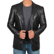 Veste de blazer à coupe moderne en cuir de qualité supérieure pour hommes 1