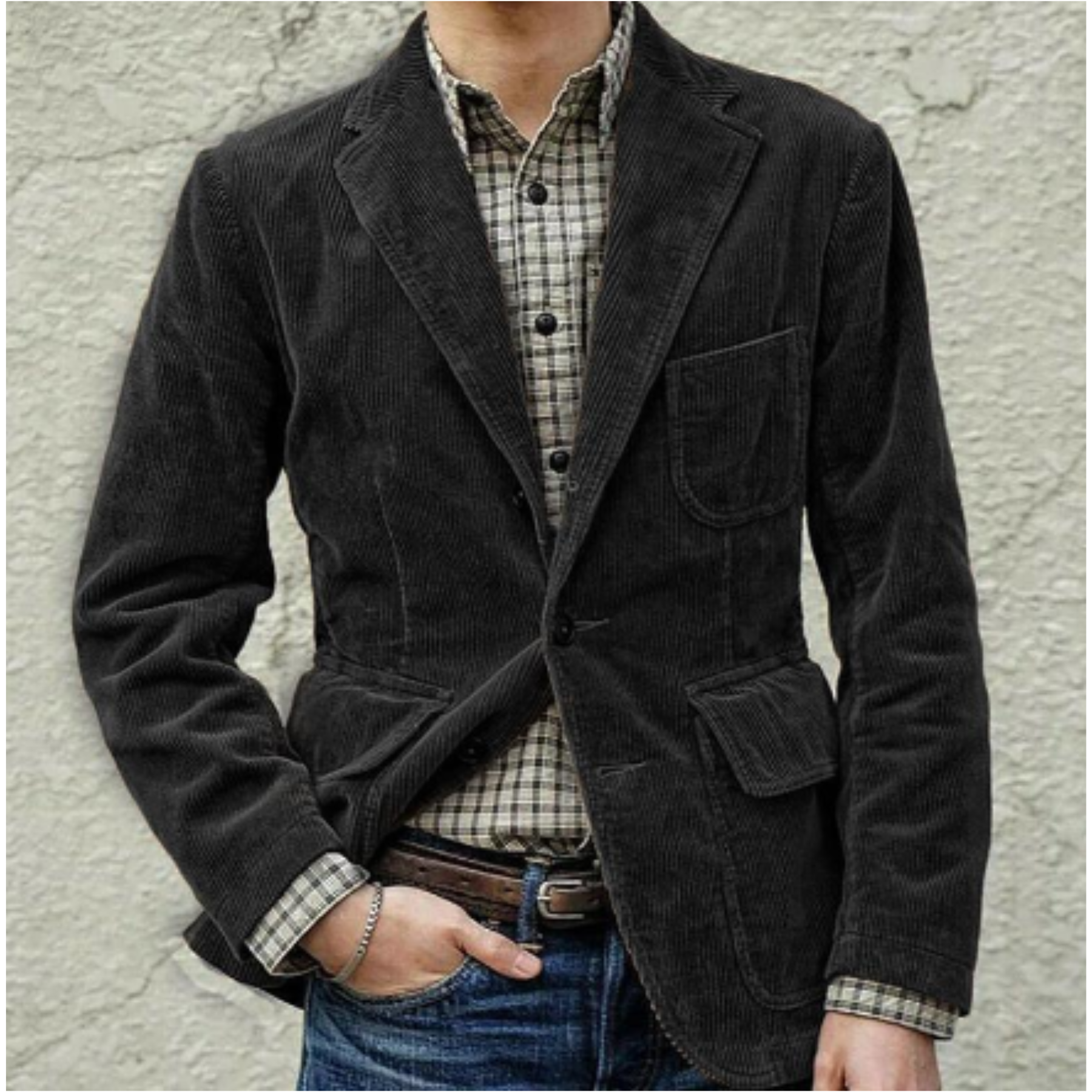 Veste en velours côtelé pour homme avec poches avant | Hiver 0