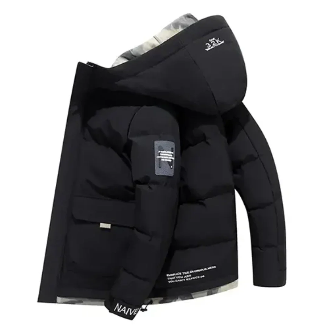 Veste matelassée chaude à capuche pour homme | Poche avant 0
