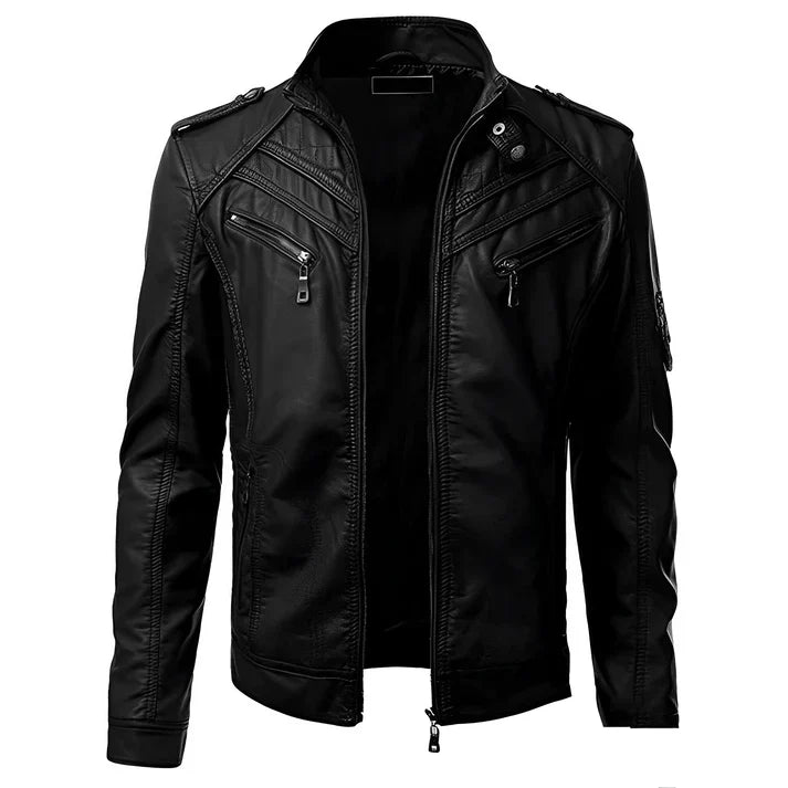 Veste motard élégante et haut de gamme pour homme | Plusieurs poches 0