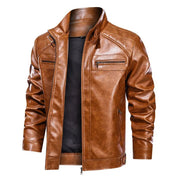 Veste motard premium pour homme | Noir et marron 1
