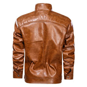 Veste motard premium pour homme | Noir et marron 2