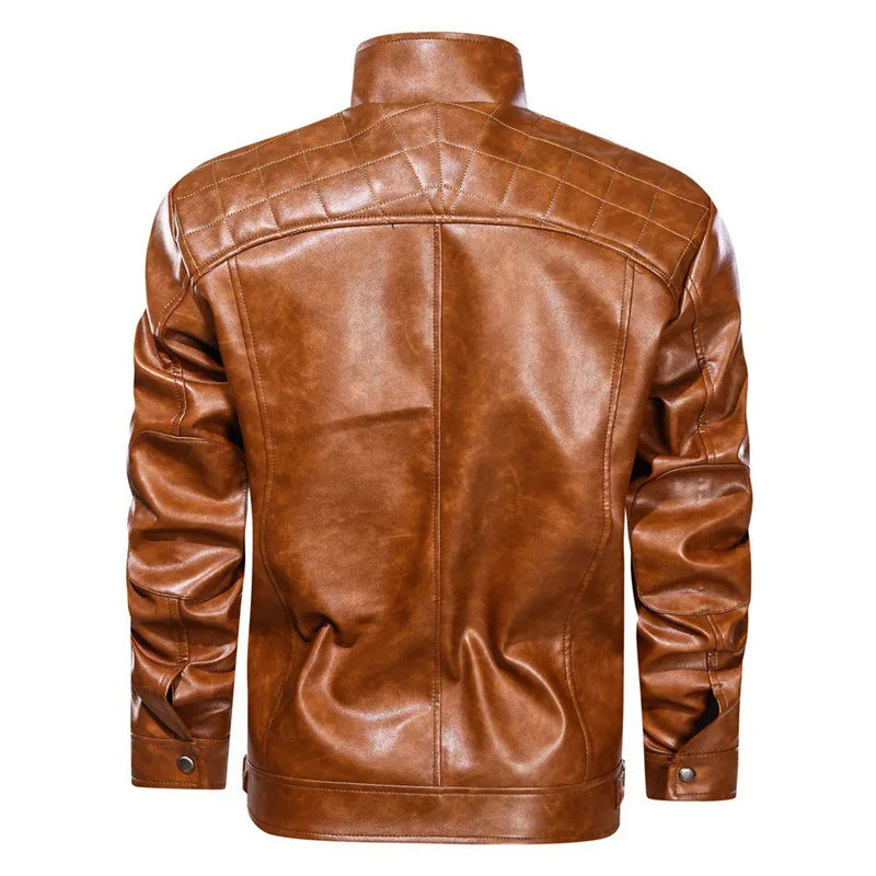 Veste motard premium pour homme | Noir et marron 2