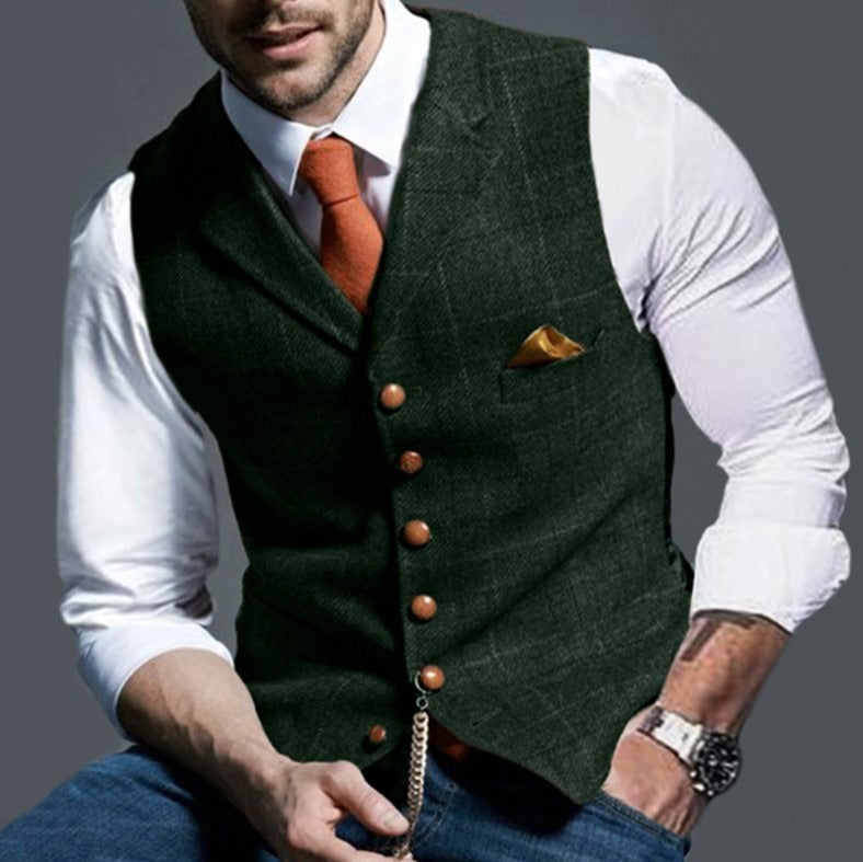 Gilet vintage classique pour homme | Col à revers