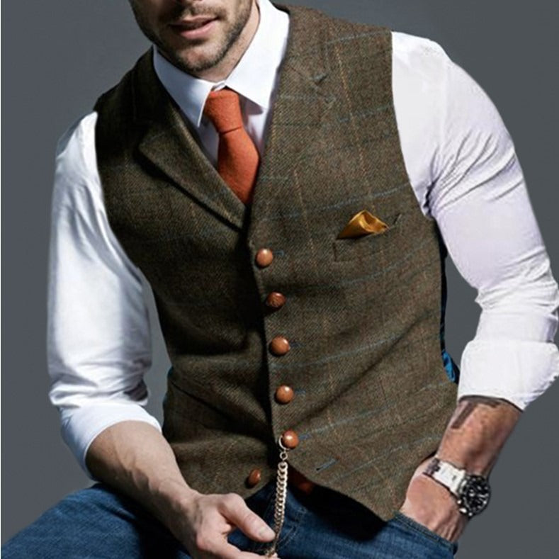 Gilet vintage classique pour homme | Col à revers