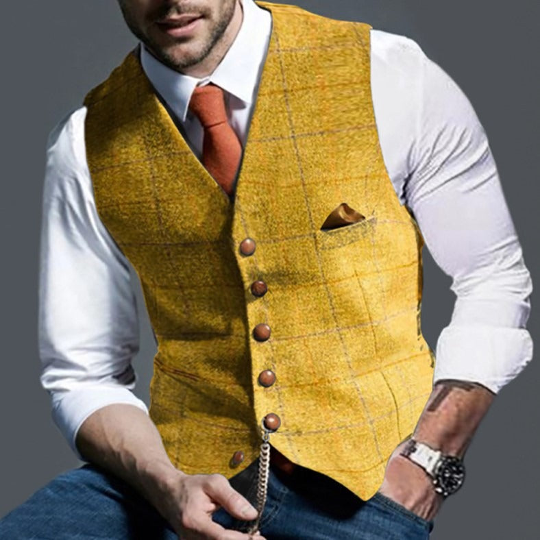Gilet vintage classique pour homme | Col à revers
