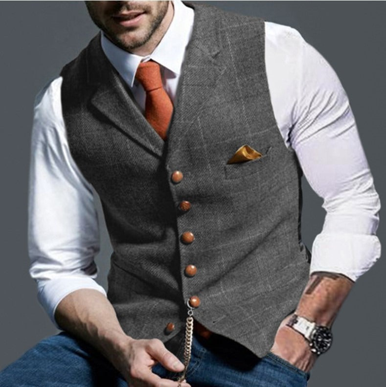 Gilet vintage classique pour homme | Col à revers