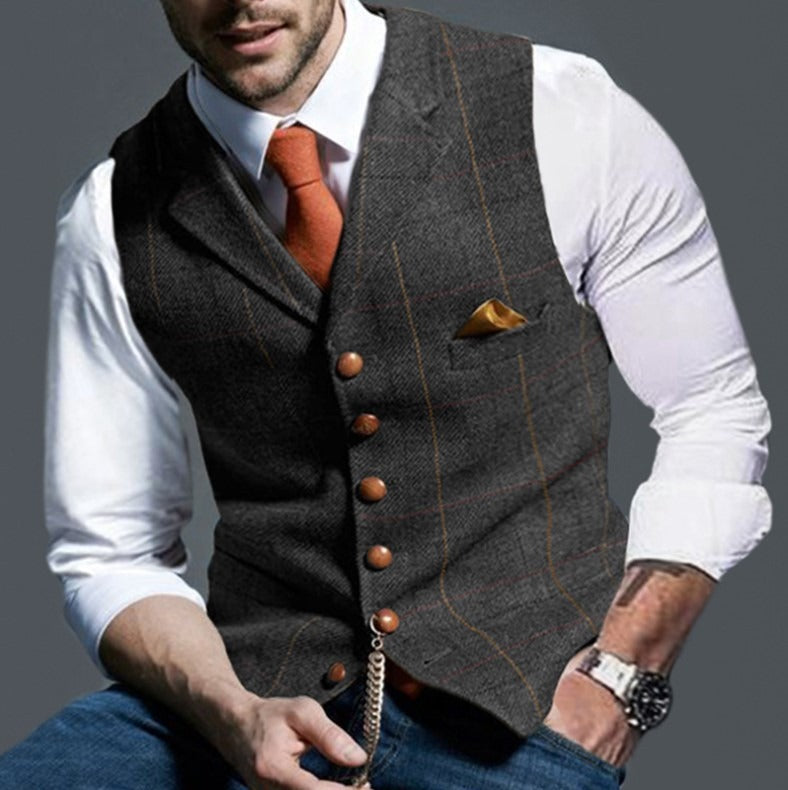 Gilet vintage classique pour homme | Col à revers