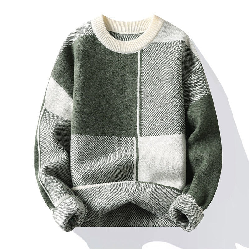 Warm long-sleeve crew neck sweater for men | Knit