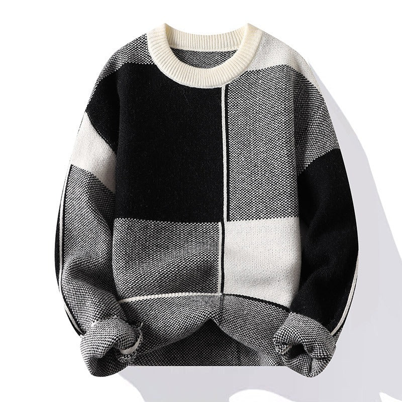 Warm long-sleeve crew neck sweater for men | Knit