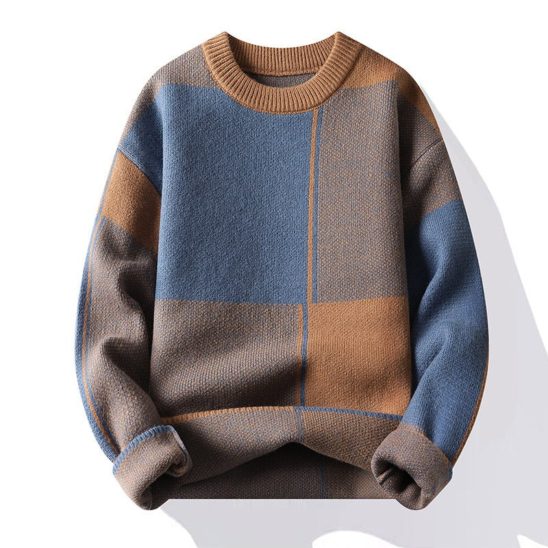 Warm long-sleeve crew neck sweater for men | Knit