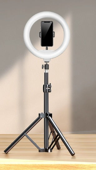 10-tuuman rengasvalo säädettävällä jalustalla ja puhelintelineellä - Ihanteellinen brändäykseen, valokuvaukseen ja vloggaamiseen