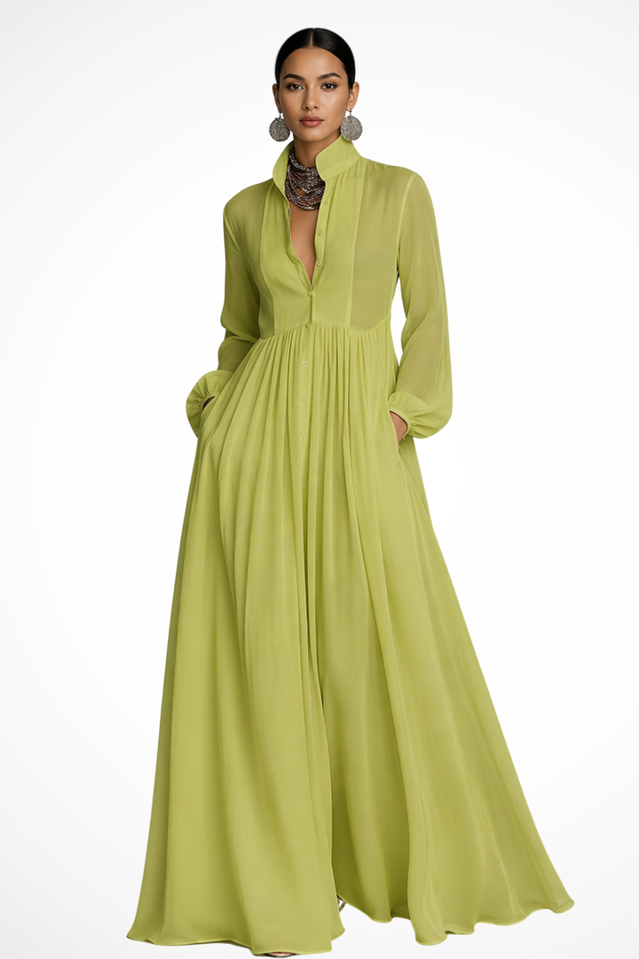 Women Long Sleeve Garden Party Maxi Dress with Pockets 6